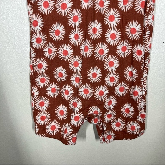 Hanna Andersson Girls Cotton Rust Floral Romper One Piece Size 3T - Picture 3 of 9